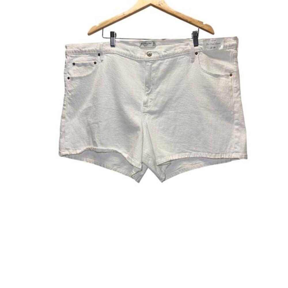 Abercrombie & Fitch The Dad Short High Rise White Denim‎ Cutoff Shorts 37 24